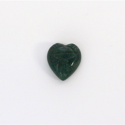 Gemstone Flat Back Carved Scarab - Heart 12x11MM BLOODSTONE