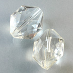 Plastic Bead - Faceted Hexagon 25x20MM CRYSTAL