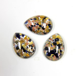 Glass Medium Dome Lampwork Cabochon - Pear 18x13MM MULTI GOLD SILVER with  AVENTURINE (04266)