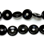 Gemstone Bead - Donut Side Drilled 20MM BLACK ONYX