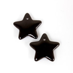 German Pressed Glass Pendant - Smooth Star 15MM JET