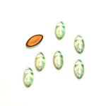 Glass Medium Dome Foiled Cabochon - Navette 08x4MM PERIDOT AB