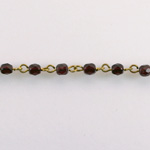 Linked Bead Chain Rosary Style with Glass Fire Polish Bead - Round 4MM GARNET-Brass