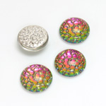 Glass Medium Dome Snakeskin Mosaic Cabochon - Round 13MM HELIO RED