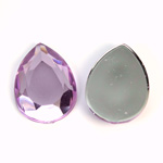 Plastic Flat Back Foiled Rose Cut Rhinestone - Pear 25x18MM LT AMETHYST