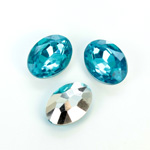 Plastic Point Back Foiled Stone - Oval 18x13MM AQUA