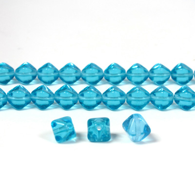 Czech Pressed Glass Bead - Smooth Bicone 06MM AQUA