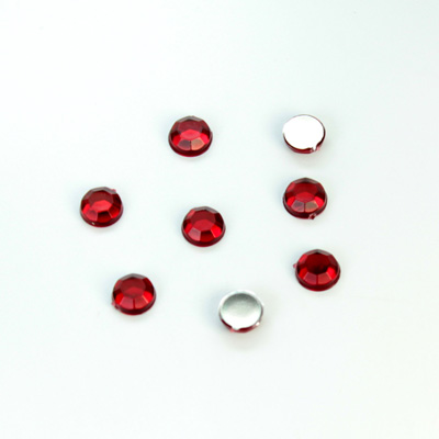 Plastic Flat Back Foiled Rose Cut Rhinestone - Round 05MM (21ss)  RUBY