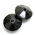 Plastic Bead - Opaque Faceted Rondelle Bicone 24MM JET