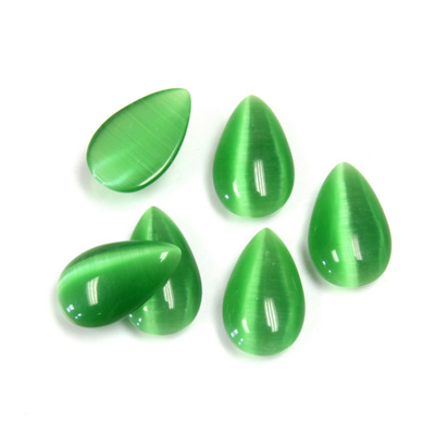 Fiber-Optic Cabochon - Pear 13x8MM CAT'S EYE GREEN