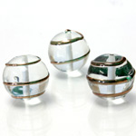 Czech Glass Lampwork Bead - Round 16MM COPPER WRAP CRYSTAL