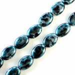 Czech Pressed Glass Bead - Flat Oval 12x9MM PATINA TEAL