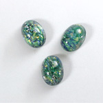 Glass Medium Dome Lampwork Cabochon - Oval 14x10MM GREEN OPAL (02420)