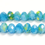 Chinese Cut Crystal Millefiori Bead - Rondelle 06x8MM  AQUA