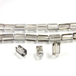 Chinese Cut Crystal Bead - Rectangle 06.5x3.5MM GREY LUMI COAT