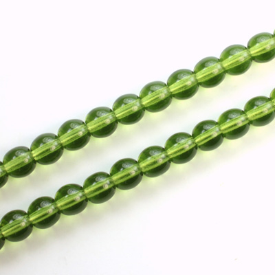 Czech Pressed Glass Bead - Smooth Round 06MM OLIVINE