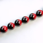 Czech Pressed Glass Bead - Smooth 2-Color Round 10MM COATED BLACK-RED