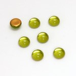 Glass Medium Dome Foiled Cabochon - Round 07MM OLIVINE