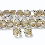 Chinese Cut Crystal Bead 32 Facet - Round 06MM CRYSTAL with SILVER CHAMPAGNE