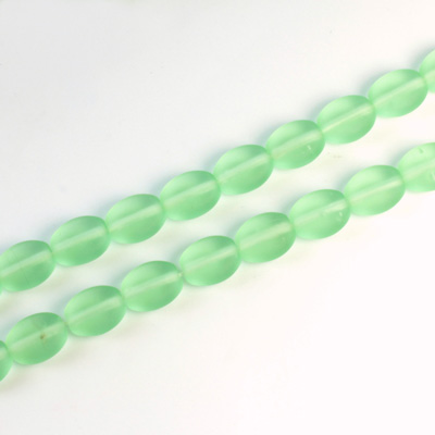 Czech Pressed Glass Bead - Flat Oval 08x6MM MATTE PERIDOT