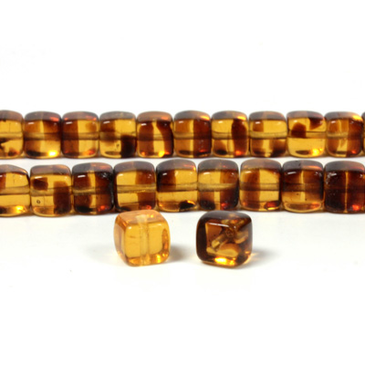 Czech Pressed Glass Bead - Cube 05x7MM TORTOISE