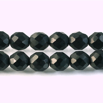 Czech Glass Fire Polish Bead - Round 10MM MATTE JET