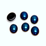 Glass Medium Dome Cabochon - Coated Oval 10x8MM IRIS BLUE