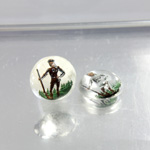 Glass Crystal Painting with Carved Intaglio Frontiersman Round 13MM  NATURAL on CRYSTAL