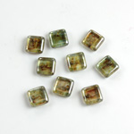 Czech Pressed Glass Pendant - Smooth Square 06x6MM LUMI GREEN