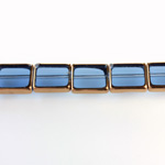 Glass Fire Polished Table Cut Window Bead - Cushion 12x10MM MONTANA with METALLIC COATING
