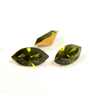 Preciosa Crystal Point Back Fancy Stone - Navette 10x5MM OLIVINE