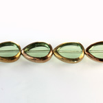 Glass Fire Polished Table Cut Window Bead - Pear 18x12MM TOURMALINE with METALLIC COATING