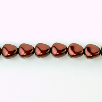 Czech Glass Pearl Bead - Potato 11x9.5MM RUST 14324