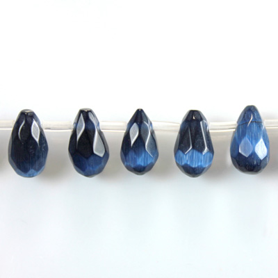 Fiber-Optic Faceted Pendant - Pear 10x6MM CAT'S EYE BLUE