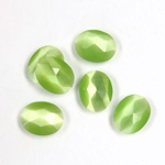 Fiber-Optic Flat Back Cabochon - Rauten Rose Oval 10x8MM CAT'S EYE LT GREEN