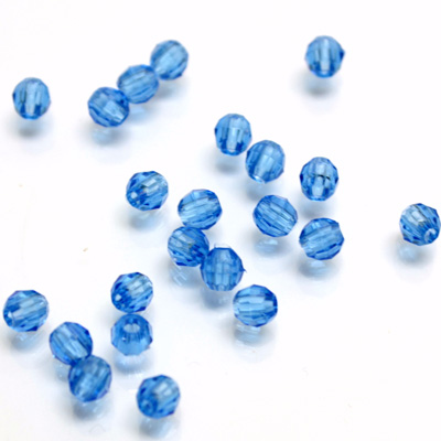 Plastic Bead - Transparent Faceted Round 04MM SAPPHIRE