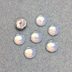 German Glass Medium Dome Foiled Cabochon - Round 40SS (08.5mm) WHITE PINFIRE OPAL