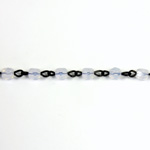 Linked Bead Chain Rosary Style with Glass Fire Polish Bead - Round 4MM WHITE OPAL-JET