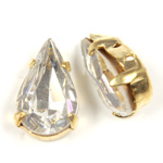 Crystal Stone in Metal Sew-On Setting - Pear 13x7.8MM CRYSTAL-RAW