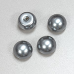 Glass High Dome Cabochon Pearl Dipped - Round 14MM LT GREY