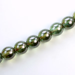 Czech Pressed Glass Bead - Smooth Round 10MM LUMI COATED GREEN