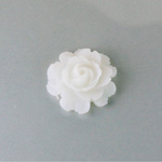 Plastic Carved No-Hole Flower - Rose Bloom 22.5MM  TRANS MATTE WHITE