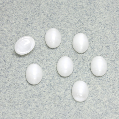 Glass Medium Dome Cabochon - Oval 08x6MM MOONSTONE WHITE