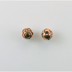 Metalized Plastic Engraved Bead - Rosebud  Round 06MM ANTIQUE COPPER