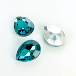 Plastic Point Back Foiled Stone - Pear 18x13MM ZIRCON