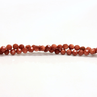 Man-made Bead - Faceted Round 04MM BROWN GOLDSTONE