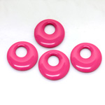 Plastic Pendant - Opaque Color Smooth Round Creole 17MM BRIGHT PINK
