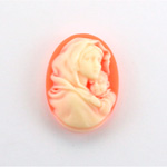 Plastic Cameo - Mother and Child Oval 25x18MM IVORY ON CORNELIAN