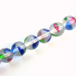 Czech Pressed Glass Bead - Smooth Round 10MM STRIPED CRYSTAL