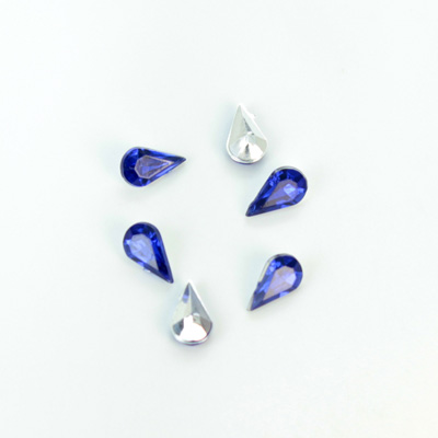 Plastic Point Back Foiled Stone - Pear 08x4.8MM SAPPHIRE